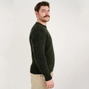 Gents Woollen Irish Fisherman's Ribbed Sweater Green Side View Gaelsong