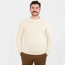 Gents Woollen Irish Fisherman's Ribbed Sweater White Front Gaelsong