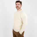 Gents Woollen Irish Fisherman's Ribbed Sweater White Side View Gaelsong