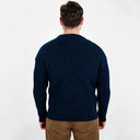 Gents Woollen Irish Fisherman's Ribbed Sweater Navy Back View Gaelsong