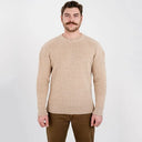 Gents Woollen Irish Fisherman's Ribbed Sweater Cream Front Gaelsong