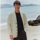 Men's Shawl Neck Aran Buttoned Cardigan Lifestyle Gaelsong