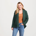 Women's Open Front Aran Merino Wool Cardigan Green Front Gaelsong