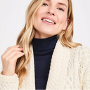 Women's Open Front Aran Merino Wool Cardigan White Front Gaelsong