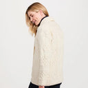 Women's Open Front Aran Merino Wool Cardigan White Side View Gaelsong