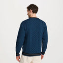 Aran Style Merino Wool Fisherman Sweater Blue Back View Gaelsong