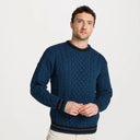 Aran Style Merino Wool Fisherman Sweater Blue Gaelsong