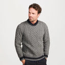 Aran Style Merino Wool Fisherman Sweater Grey Gaelsong