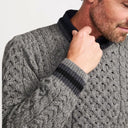 Aran Style Merino Wool Fisherman Sweater Grey Front Gaelsong