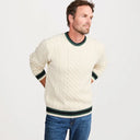 Aran Style Merino Wool Fisherman Sweater White Gaelsong