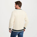 Aran Style Merino Wool Fisherman Sweater White Back View Gaelsong