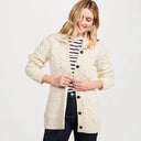Ladies' Merino Wool Long Buttoned Cardigan White Front Gaelsong