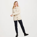 Ladies' Merino Wool Long Buttoned Cardigan White color Gaelsong