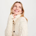 Ladies' Merino Wool Long Buttoned Cardigan White side view Gaelsong