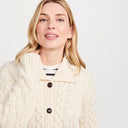 Ladies' Merino Wool Long Buttoned Cardigan White Gaelsong