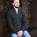 Soft Merino Wool Aran Cable Cardigan Green Gaelsong