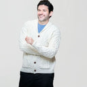 Soft Merino Wool Aran Cable Cardigan White Gaelsong