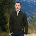 Men's Wool Aran Cable Turtleneck Sweater Barbour Green Marl  Gaelsong