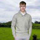 Men's Irish Knit Fisherman Sweater with Shawl Neck Oatemal Marl Gaelsong