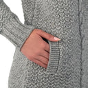 Merino Wool Aran Cable Knit Long Coat Grey Gaelsong