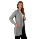 Merino Wool Aran Cable Knit Long Coat Grey Side View Gaelsong