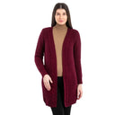 Merino Wool Aran Cable Knit Long Coat Wine Gaelsong
