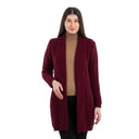 Ladies Merino Wool Open Front Shawl Neck Coat Wine Gaelsong
