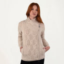 Merino Wool Side Zip Aran Knit Cardigan Parsnip Gaelsong