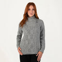 Merino Wool Side Zip Aran Knit Cardigan Grey Gaelsong