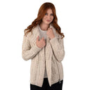 Merino Wool Side Zip Aran Knit Cardigan Parsnip Front View Gaelsong