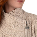 Merino Wool Side Zip Aran Knit Cardigan Parsnip Gaelsong