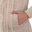 Merino Wool Side Zip Aran Knit Cardigan Parsnip Gaelsong