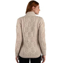 Merino Wool Side Zip Aran Knit Cardigan Parsnip Back View Gaelsong
