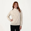 Merino Wool Side Zip Aran Knit Cardigan White Gaelsong