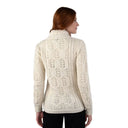 Merino Wool Side Zip Aran Knit Cardigan White Back View Gaelsong