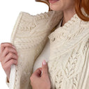 Merino Wool Side Zip Aran Knit Cardigan White studio Gaelsong