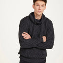 Men's Traditional Aran Sweater with Raised Collar Studio  Gaelsong 