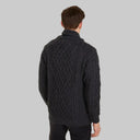 Men's Traditional Aran Sweater with Raised Collar