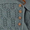 Merino Wool Long Cardigan with Aran Patterns Misty Blue Gaelsong