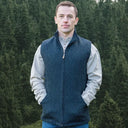 A40154 BLUE ColourMen's Tweed Zippered Vest On Gaelsong