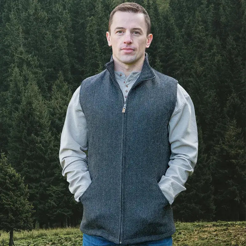 Men's Tweed Zippered Vest | Celtic Knitwear | Gaelsong – GaelSong