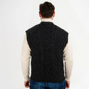 A40172 Irish Wool Waistcoat with Pockets Charcoal Back View  Gaelsong
