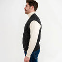 A40172 Irish Wool Waistcoat with Pockets Charcoal Side View Gaelsong
