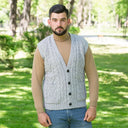 A40172 NATURAL WHITE Colour Irish Wool Waistcoat with Pockets Gaelsong
