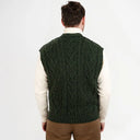 A40172 Irish Wool Waistcoat with Pockets Green Back View Gaelsong
