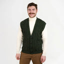 A40172 Irish Wool Waistcoat with Pockets Green Gaelsong
