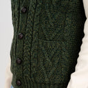 A40172 Irish Wool Waistcoat with Pockets Green Close Up Gaelsong
