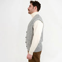 A40172 Irish Wool Waistcoat with Pockets Grey Side View Gaelsong
