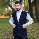 A40172 NAVY Colour Irish Wool Waistcoat with Pockets Gaelsong
