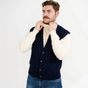 A40172 Irish Wool Waistcoat with Pockets Navy Gaelsong
